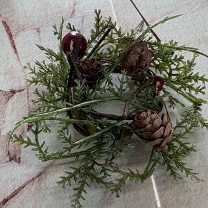 Candle Rustic Pinecone and Berry Wreath